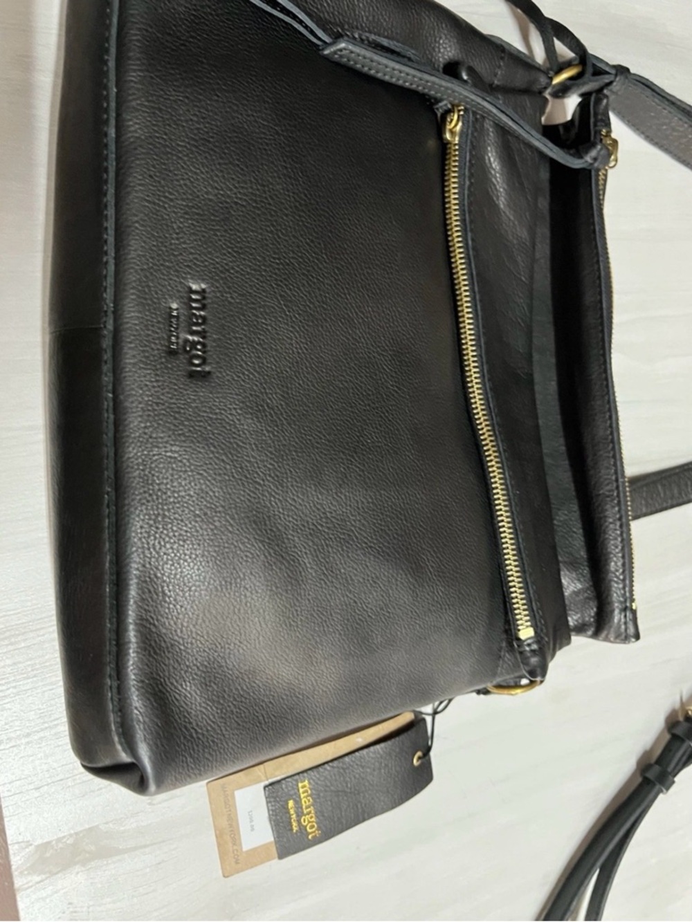 NWT Margot Mickey Hobo Bag Black Pebbled Leather, Zipper Tassel, Gold Hardware